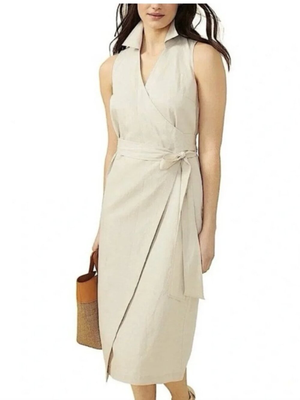 NWT J. McLaughlin Fass Linen Wrap Dress Sleeveless - Medium